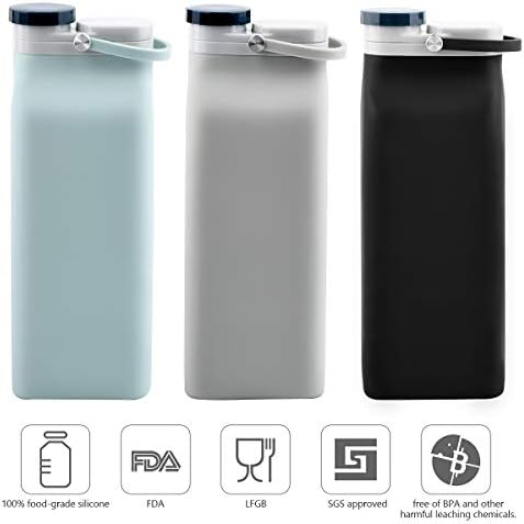 Garrafa de água dobrável e e -senior BPA Free - Garrafa de água dobrável para garrafas esportivas de viagem com triplo vazamento à prova de 20 onças