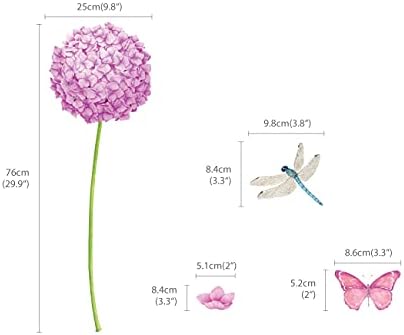 Decowall SG-2108 ASSETADORES DE PAREDE DE HIDRANGEA Decalques de flor e adesivos de parede removíveis para crianças