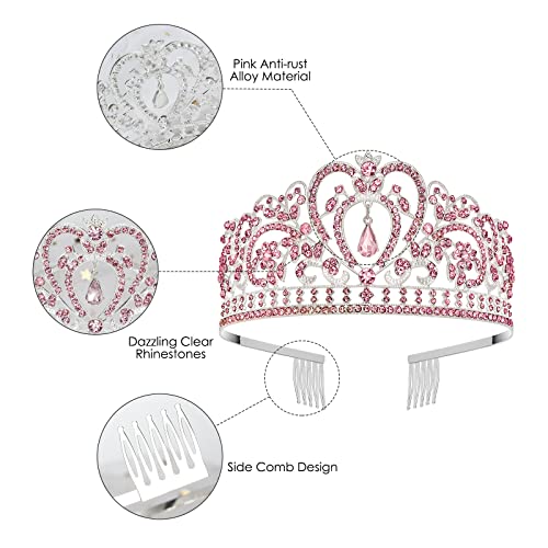 Makone Tiaras e coroas para mulheres meninas Crystal Head Band Crown Princesa com acessórios de cabelo Combs para Bridal