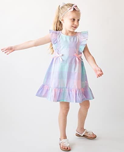 RuffleButts® Baby/criança meninas impressas Pinafore Cross-Cross-Sun Dress