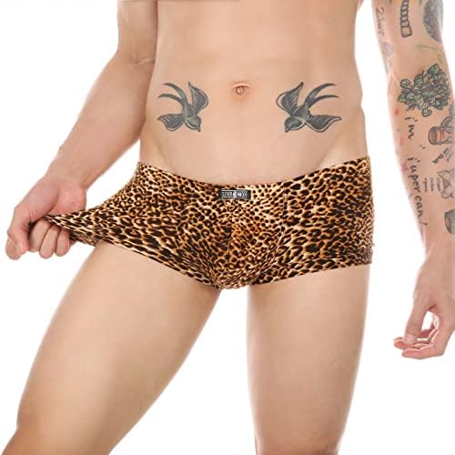 Masculino boxeadores de roupas de baixo de baixa cintura sexy estamcedas de leopardo tiquestas férias estampas de praia