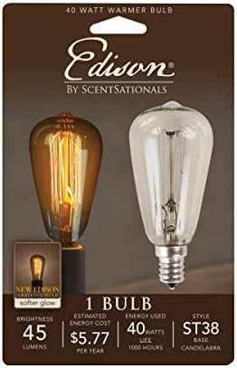 Sentores de 40W Bulbo para Edison Wax Aquecedor - 40 watts Light Candelabra E12 Base - Retro Substituição vintage Melter de cera elétrica de substituição, estilo certificado ST38 120 VOLT