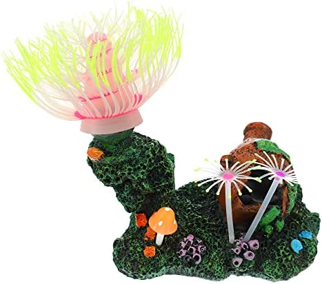 Simulação de aquário Vocoste coral, ornamentos de brilho de coral fluorescente de silicone Decoração da paisagem de peixes, 4,96