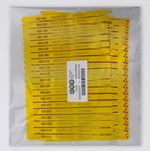 Cambridge Security Seals PTS de vedação de caminhão de plástico, comprimento fixo de 7,5 polegadas amarelo, 100 peças feitas nos EUA,