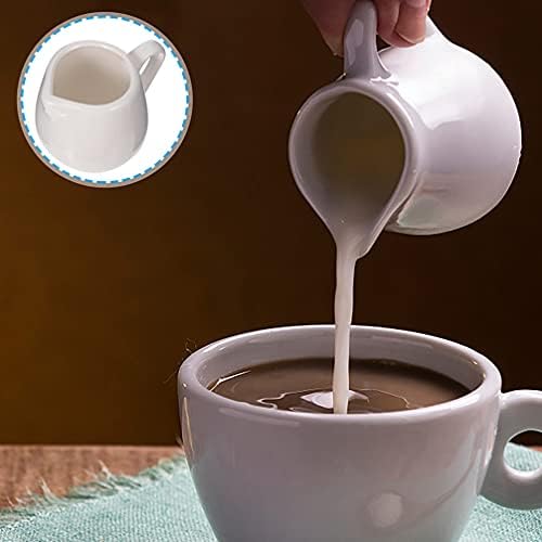 Jarra de creme de Yardwe com alça, 4pcs porcelana Creamer arremessador de café leite cremador jarro de creme de cerâmica para