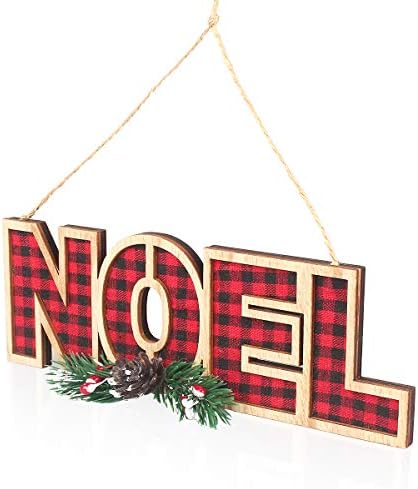 Christmas Noel Wooden Sign, placa de suspensão rústica para decoração de férias, ornamento de sinal para árvore de Natal, porta,