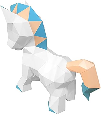 Wll-DP fofo unicórnio 3d papel troféu modelo criativo de papel artesanal escultura personalizada decoração geométrica de decoração diy origami quebra-cabeça