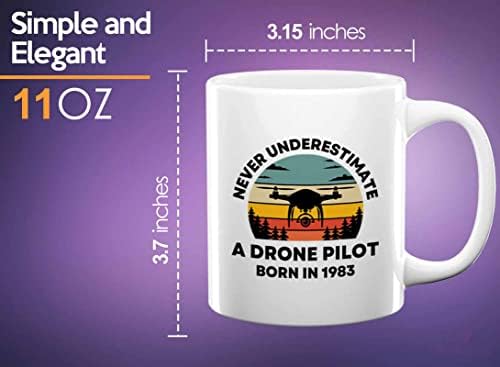 Bubble Abraços 1983 Caneca de café de aniversário 11oz White, Drone Pilot Nascido em 1983-39th Birthday Gift Turminando