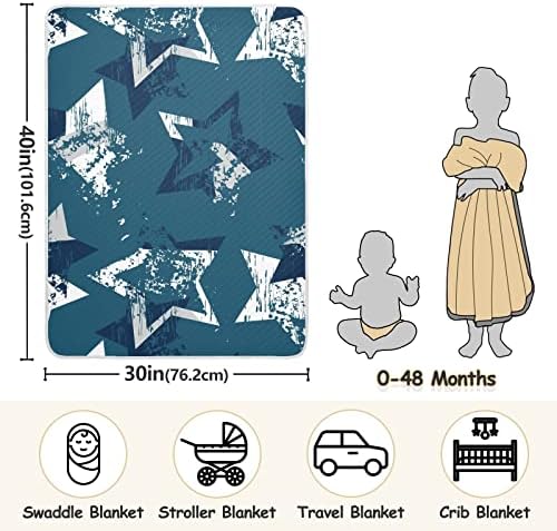 Clanta de arremesso abstrato manta de algodão de estrela texturizada para bebês, recebendo cobertor, cobertor leve e macio para berço, carrinho, cobertores de berçário, 30x40 em