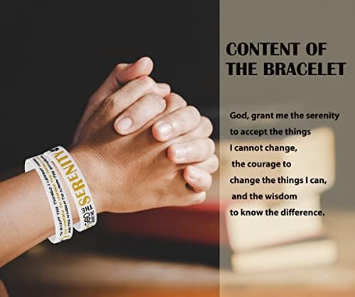 BQL (pulseiras de orações de serenidade de 12 pacotes de pulseiras de silicone, pulseiras de borracha inspiradas com mensagens motivacionais,