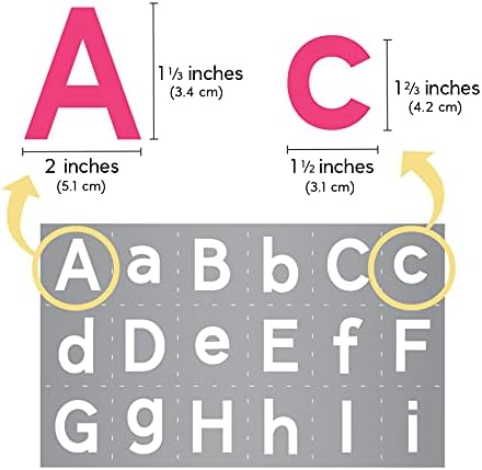 Estênceis de artesanato de letra de alfabetismo de 2 polegadas - inclui estênceis de letra superior e inferior para pintura