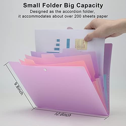 Pasta de arquivo em expansão colorida nafy, 5 bolsos com etiquetas coloridas portátil Padrive de acordo