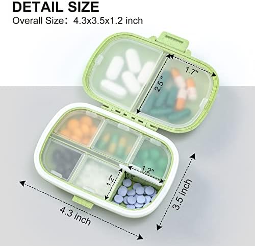 [4 pacote] Caixa de organizador de comprimidos de viagem com bolsa de armazenamento e etiquetas - 8 Compartimentos Caixa de comprimidos