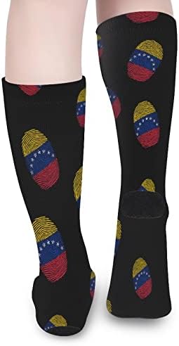 Venezuela Flag Finger Print Printed Color Matching Meocks Athletic Knee Alta meias para homens homens
