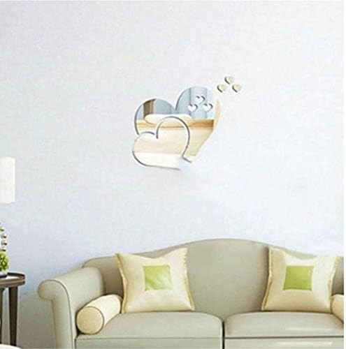 Aisoway 3D Espelho adesivos de parede Removável Decalques de arte de formato de coração Casa Decoração da sala de estar Os