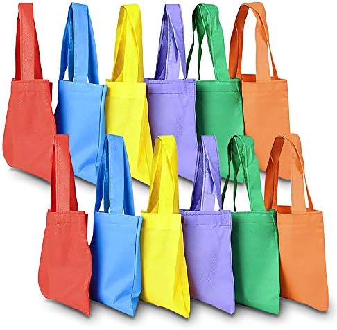 Artcreativity Fabric Tote Goodie Treat Sachs - 12 Pack - 6 polegadas x 6 polegadas para festas coloridas Sacos de presente para crianças - suprimentos duráveis ​​e ecológicos - sacolas de boa