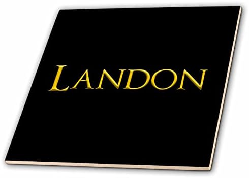 3drose Landon Popular Baby Boy Nome na América. Amarelo em amuleto preto - telhas