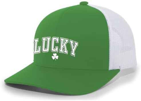 Hat do Dia de São Patrício de São Patrício Lucky Saint Patrick's Shamrock 4 Leaf Clover Irish Bordered Trucker Hat