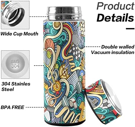 Cataku Small Water Bottle 12 oz, garrafa de água isolada do jogo de desenho animado para o chá de chá de chá de aço inoxidável