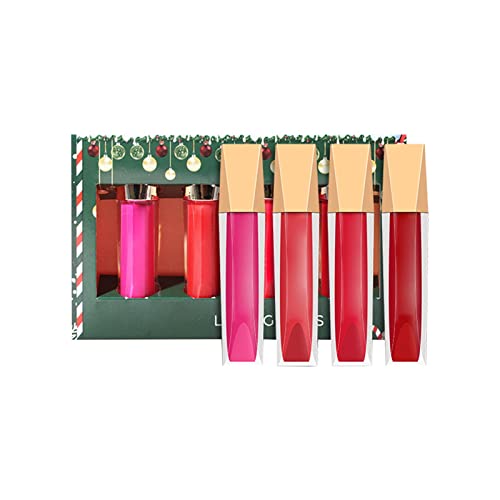 Guolarizi Mattes Lip Gloss Set Caixa de presente de Natal 4 cores impermeabilizadas Lip Lip Lip Gloss non Stick Copo Lip Gloss the Lip Bar