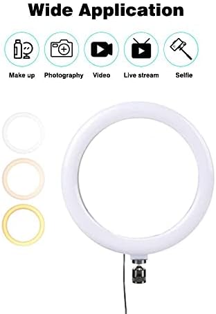 Luz de anel de LED Meea 10 polegadas - o anel de anel com suporte para telefone, 3 níveis de brilho de cor 10, iluminação LED para