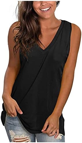 túnica de túnica de verão feminina para leggings v tanque de calça de pescoço com camiseta solta sólida 2023 camisas casuais
