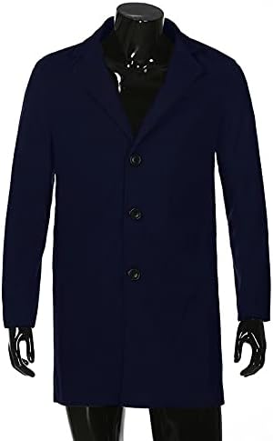 Wenkomg1 Men Men Winter Slim Casat, Trench Lapeel Long Jacket Double Bastested Coat Soft Elegante Windbreaker