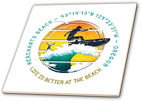 3drose American Beaches - Merchants Beach, Condado de Coos, Oregon Travel Gift - Tiles