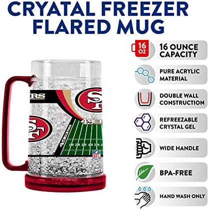 Caneca de Freezer de Cristal NFL da NFL | Isolamento de parede dupla para bebidas frias | REFREELABLE | BPA livre | 16 oz