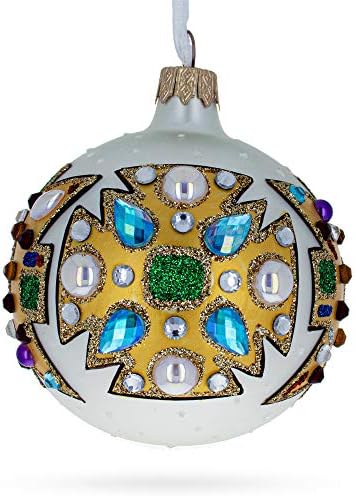 Couturier francês Bejeweled Glass Ball Christmas Ornamento de 3,25 polegadas