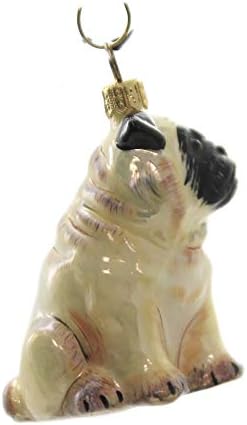 Alegria para o mundo coleciona o ornamento de animais de estimação de vidro sopéia europeu, Pug Fawn