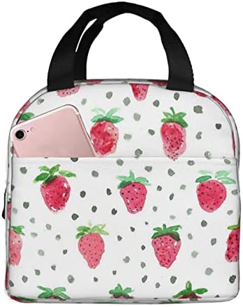 Qicenit Strawberry Polka Dots Lunch Saco Lunhana para homens homens de grande capacidade isolável isolável