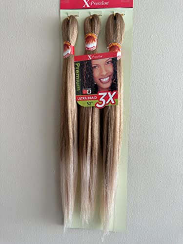 52 3 pacotes de cabelos de trança x-enriquecimento pré-estressados, kanekalon, fibra não chinesa, enrolamento de água quente)