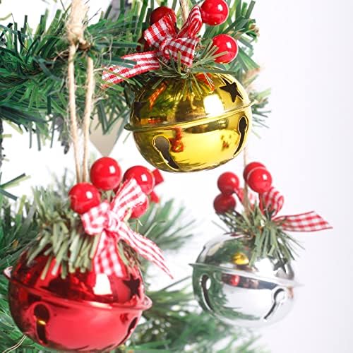 Tandarui 18 PCs Sinos de Natal, Jingle Bells para Decoração de Férias de Natal Bell Pingententes Árvore de Natal pendurada Ornamento Metal