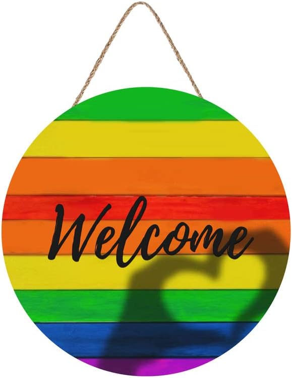 Rainbow Pride Sign Sign Pleas Holding Welcome Plata