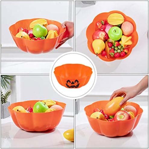 Hemoton Halloween truque ou tratamento de doces tigela de abóbora salada de salada de fruta cesta de pratos de frutas para decoração