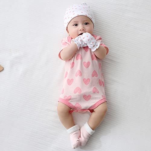 Mamimaka recém-nascido bebê manga curta algodão de algodão de uma peça de bebê de 5 pacote, 0-12 meses