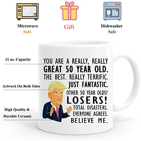 Joey Presente de aniversário de 50º aniversário Trump caneca, 11 onças, canecas de café engraçadas Donald Trump Gag, 1972