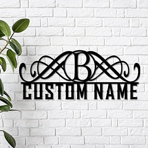 Nome de sobrenome preto Custom Sign de metal personalizado Sobrenome personalizado Sign de presente de casamento Arte de aço para