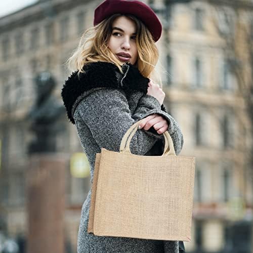 Bolsas de juta Segarty, 1 Pacote de uma pequena juta de juta de abanadagem Bolsa de presentes de tela com alças em branco Tools Bulk para casamento de dama de honra, compras de mercearia femininas, despedida de solteira, viagem de praia, DIY