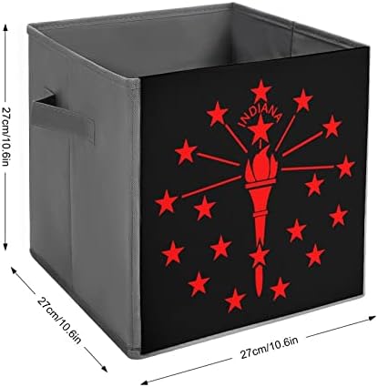 Indiana State Bandle Bandeira Cubos de armazenamento de tecido dobrável Caixa dobrável Organizer com alças