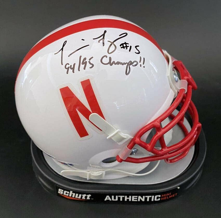 Tommie Frazier assinou o capacete do Mini Win Husker de Nebraska +Champ PSA/DNA autografado - Capacetes da faculdade autografados