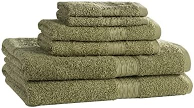 Toalhas de algodão com peso pesado majestoso de linho do Báltico, 2 toalhas de banho, 2 toalhas de mão, 2 panos, verde de musgo, conjunto de 6 peças