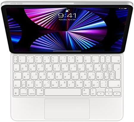 Apple Magic Keyboard: Caso do teclado para iPad para iPad Pro de 11 polegadas e iPad Air, ótima experiência de digitação, trackpad embutido, ucraniano-branco