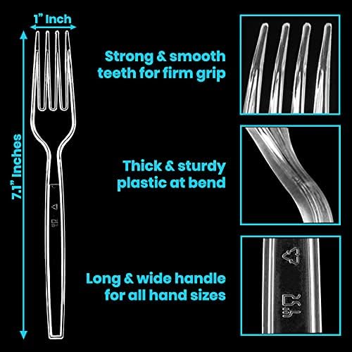 Lonezo [150 contagem] Fifts de plástico Clear Forks Limpa de plástico Disponível Survente Forks descartáveis ​​Fardos