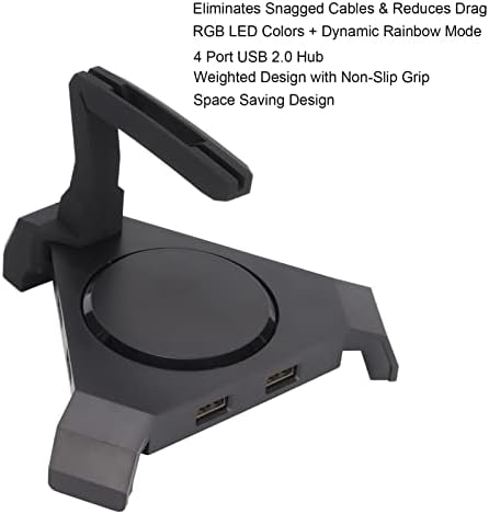 Bungee de mouse para jogos, fixador de suporte de cabo de mouse com 4 portas USB3.0 e sistema de gerenciamento de cabos RGB BackLit Mouse para jogos de eSports