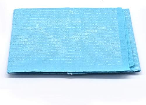 Angzhili 60 peças babadores dentários descartáveis ​​com laços individuais folhas impermeáveis ​​/azul