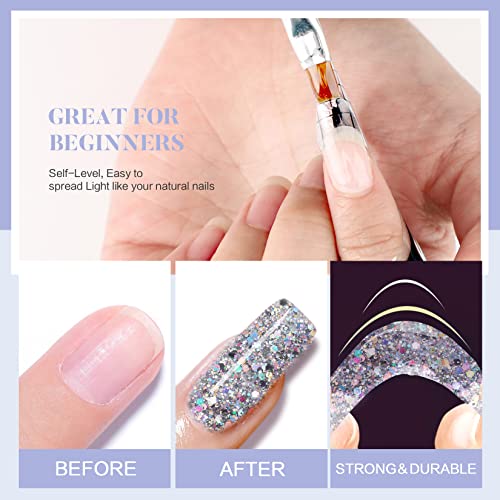 Kit de unhas de gel de Builder Morovan - 2oz Glitter Clear Hard Gel LED/U V Gel para Builder para unhas U V Gel Builder Gel