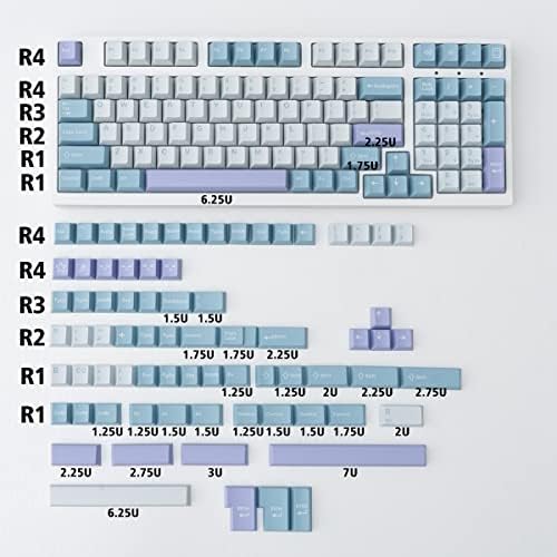 Mintcaps Illusion Keycaps Definir perfil de cereja DoubleShot 173 keys Azul ISO ANSI ANSI Keycaps para Cherry MX Gateron