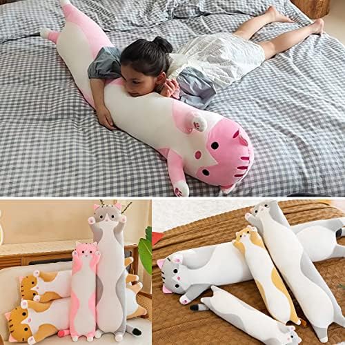 Pillow gigante Cat para luxuosos Kitty Sleeping Abrafando travesseiro, brinquedo de almofada de travesseiro de boneca de gatinho de gatinho comprido e macio para crianças namorada